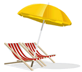 Picture of a beach lounger and beach umbrella